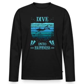 Diver - Scuba Diving - Dive Into Happiness - Männer Premium Bio Langarmshirt - Schwarz - Vorne - Nico (187cm)