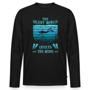 Diver -Scuba Diving - Silent World-Quiets The Mind - Männer Premium Bio Langarmshirt - Schwarz - Vorne - Nico (187cm)
