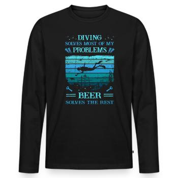 Diver -Scuba - Diving Solves Most Of My Problems - Männer Premium Bio Langarmshirt - Schwarz - Vorne - Nico (187cm)