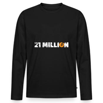 21 Million Bitcoin Kryptowährung - Männer Premium Bio Langarmshirt - Schwarz - Vorne - Nico (187cm)
