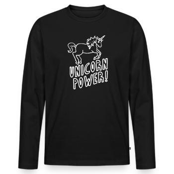 Unicorn - Puissance - T-shirt manches longues Premium bio Homme - noir - Devant - Nico (187cm)