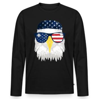 USA aigle avec foulard - T-shirt manches longues Premium bio Homme - noir - Devant - Nico (187cm)