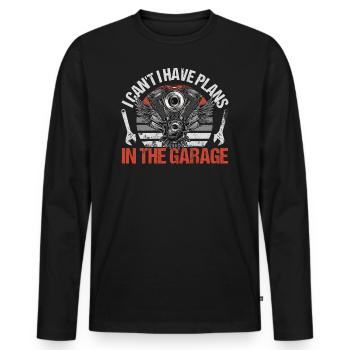 Je ne peux pas avoir des plans dans le garage automobile - T-shirt manches longues Premium bio Homme - noir - Devant - Nico (187cm)