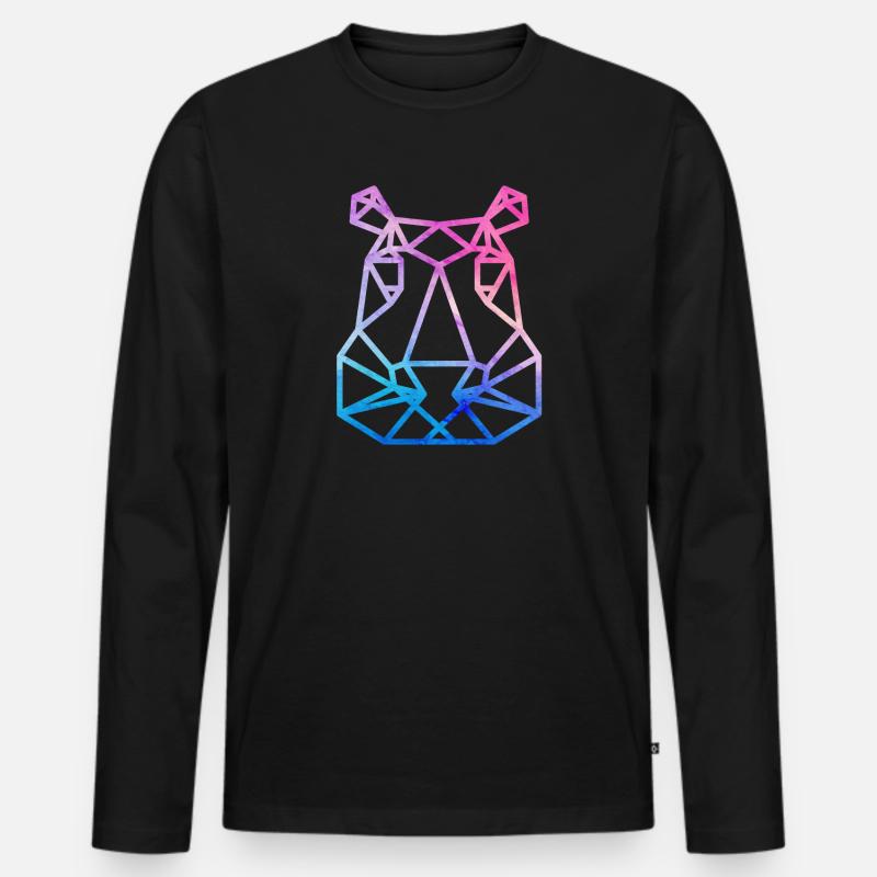 Nilpferd geometrisch - Männer Premium Bio Langarmshirt - Schwarz