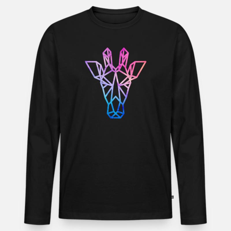 Giraffe geometrisch - Männer Premium Bio Langarmshirt - Schwarz