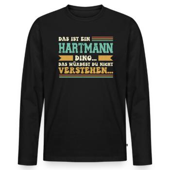 Familienname Hartmann - für Familie Hartmann - Männer Premium Bio Langarmshirt - Schwarz - Vorne - Nico (187cm)