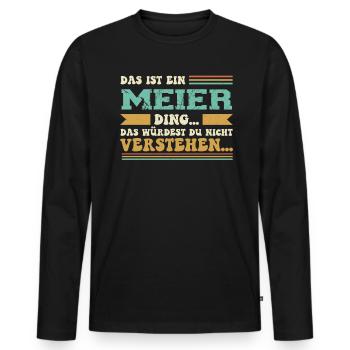 Familienname Meier - für Familie Meier - Männer Premium Bio Langarmshirt - Schwarz - Vorne - Nico (187cm)