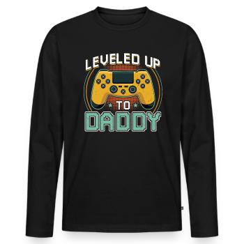 Leveld up to Daddy 2022 Soon Papa Father-to-Be - Men's Premium Organic Long Sleeve Shirt - black - Front - Nico (187cm)
