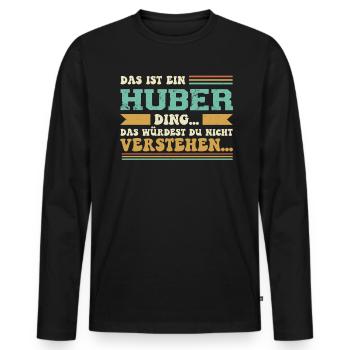 Familienname Huber - für Familie Huber - Männer Premium Bio Langarmshirt - Schwarz - Vorne - Nico (187cm)