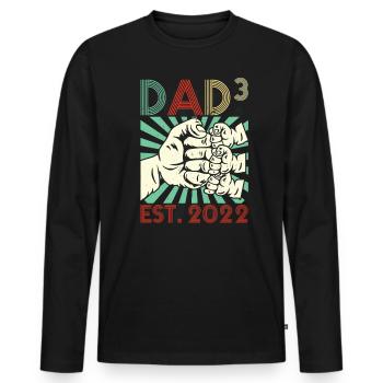 Triple Dad 3 Kids Papa Dad 2022 - Men's Premium Organic Long Sleeve Shirt - black - Front - Nico (187cm)
