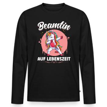 Beamtin auf Lebenszeit Geschenkidee Verbeamtung - Männer Premium Bio Langarmshirt - Schwarz - Vorne - Nico (187cm)