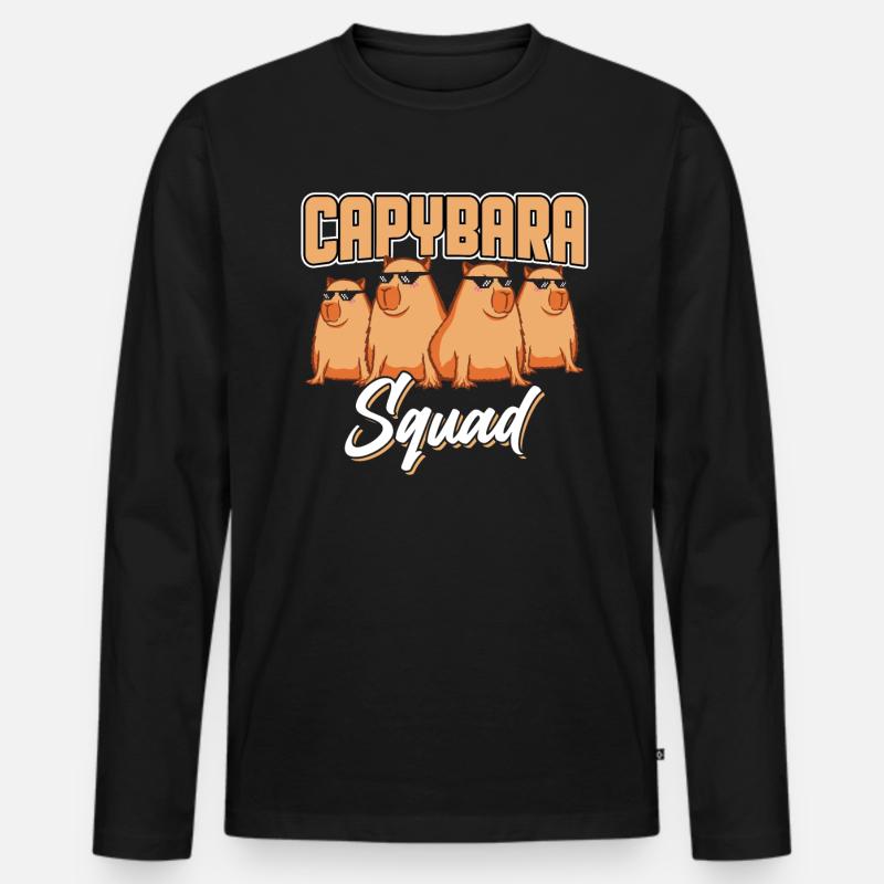 Capybara Squad - Männer Premium Bio Langarmshirt - Schwarz