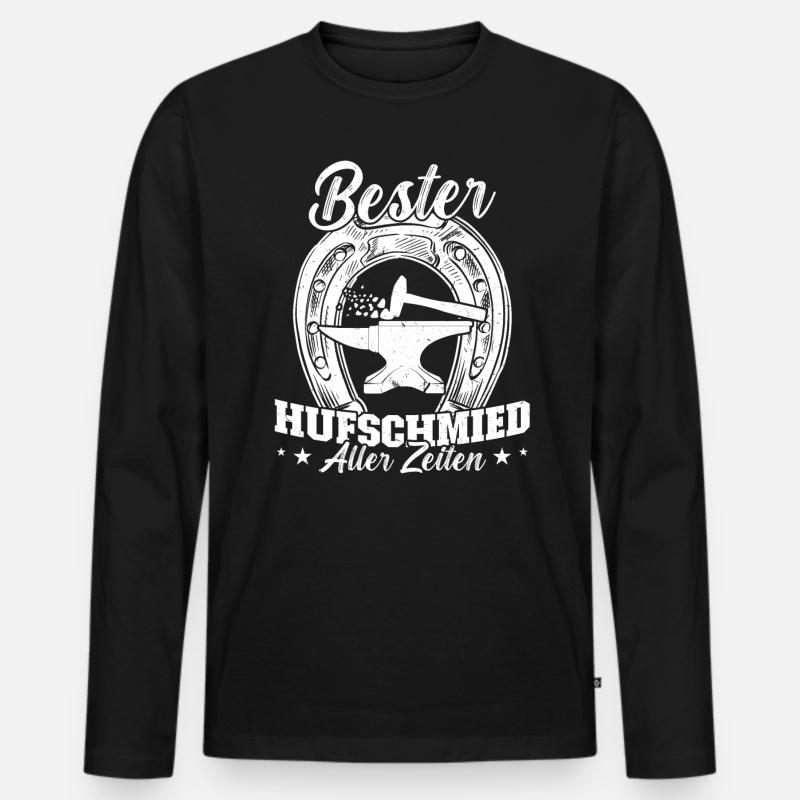 Bester Hufschmied aller Zeiten - Männer Premium Bio Langarmshirt - Schwarz