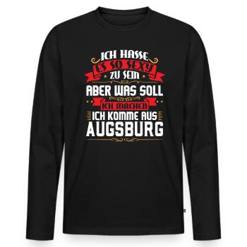 Ich komme aus Augsburg - Männer Premium Bio Langarmshirt - Schwarz - Vorne - Nico (187cm)