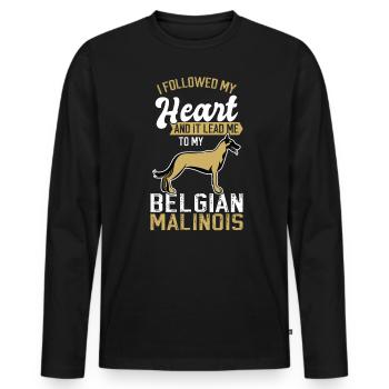 My Heart Lead Me to My Belgian Malinois - Men's Premium Organic Long Sleeve Shirt - black - Front - Nico (187cm)