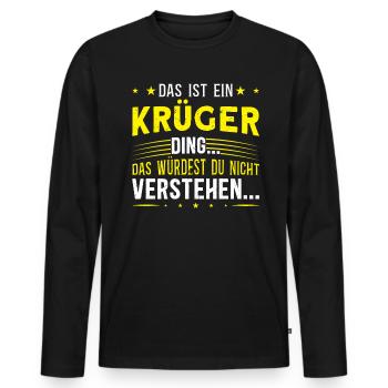 Familienname Krüger - für Familie Krüger - Männer Premium Bio Langarmshirt - Schwarz - Vorne - Nico (187cm)