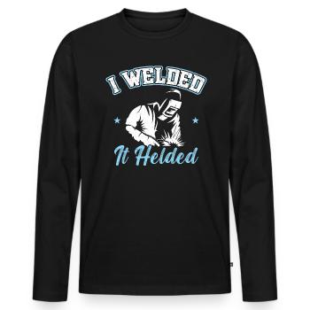Je l’ai soudé soudeur tenu - T-shirt manches longues Premium bio Homme - noir - Devant - Nico (187cm)
