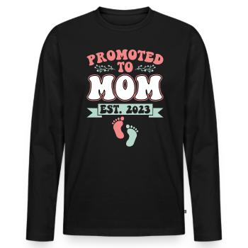 Promotion to Mami Est. 2023 Mom To Be - T-shirt manches longues Premium bio Homme - noir - Devant - Nico (187cm)
