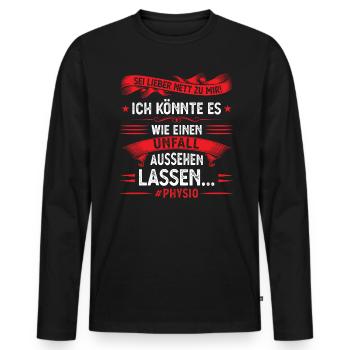 Physio Physiotherapeut Physiotherapie - Männer Premium Bio Langarmshirt - Schwarz - Vorne - Nico (187cm)
