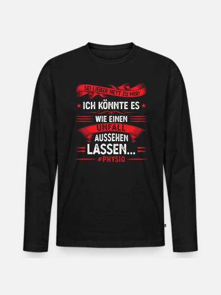 Physio Physiotherapeut Physiotherapie - Männer Premium Bio Langarmshirt - Schwarz
