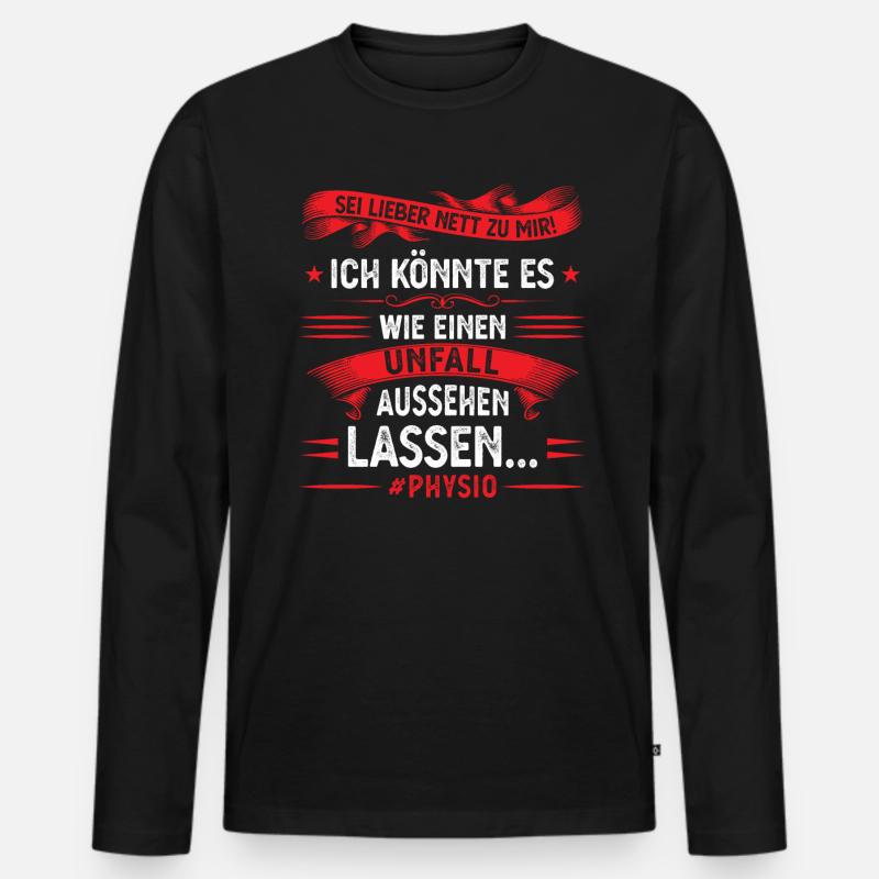 Physio Physiotherapeut Physiotherapie - Männer Premium Bio Langarmshirt - Schwarz