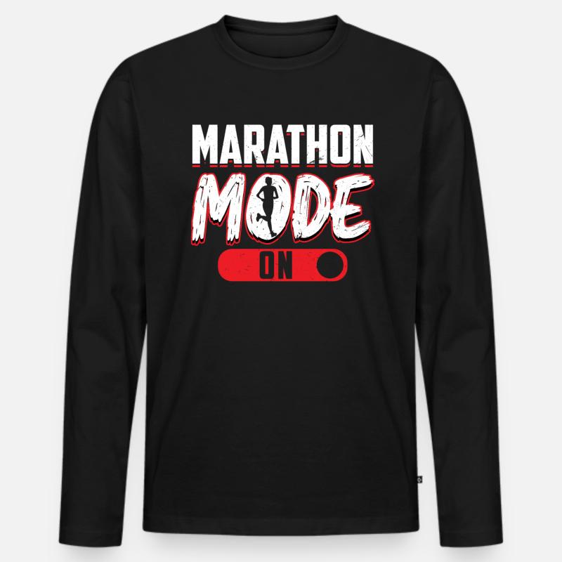 Marathon-modus Ein - Läufer - Männer Premium Bio Langarmshirt - Schwarz