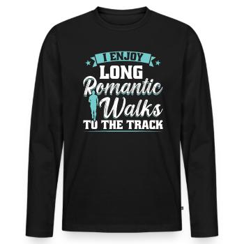 J’aime les longues promenades romantiques à la course - T-shirt manches longues Premium bio Homme - noir - Devant - Nico (187cm)