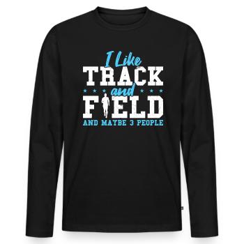 J’aime l’athlétisme et peut-être 3 personnes - T-shirt manches longues Premium bio Homme - noir - Devant - Nico (187cm)