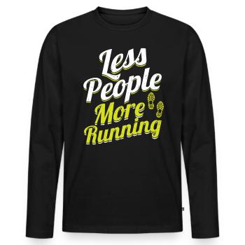 Moins de monde, plus de course à pied - Runner - T-shirt manches longues Premium bio Homme - noir - Devant - Nico (187cm)