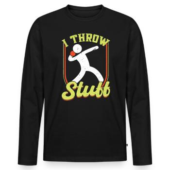 I throw things discus throw and shot put athlete - Men's Premium Organic Long Sleeve Shirt - black - Front - Nico (187cm)