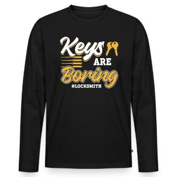 Keys are boring - locksmith - Men's Premium Organic Long Sleeve Shirt - black - Front - Nico (187cm)