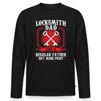 Locksmith Dad - Like A Normal Father - Men's Premium Organic Long Sleeve Shirt - black - Front - Nico (187cm)