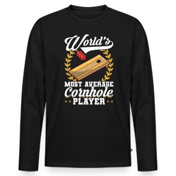The Most Average Cornhole Player in the World - Men's Premium Organic Long Sleeve Shirt - black - Front - Nico (187cm)