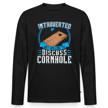 Introverted but ready to talk about blind hole - Men's Premium Organic Long Sleeve Shirt - black - Front - Nico (187cm)