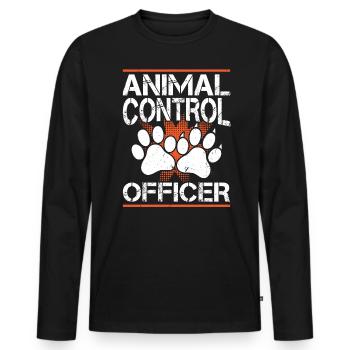 Animal Control Officer - Men's Premium Organic Long Sleeve Shirt - black - Front - Nico (187cm)