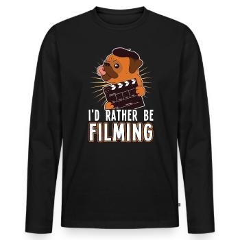 I'd rather be in filming - filmmaker - Men's Premium Organic Long Sleeve Shirt - black - Front - Nico (187cm)