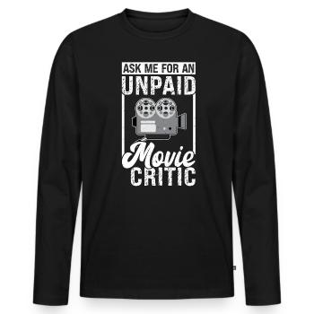 Demandez-moi une critique de film non payée - T-shirt manches longues Premium bio Homme - noir - Devant - Nico (187cm)