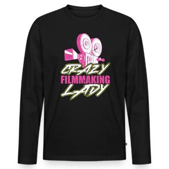 Cinéaste fou - T-shirt manches longues Premium bio Homme - noir - Devant - Nico (187cm)