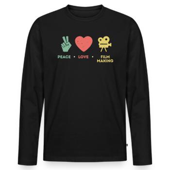 Peace Love Filmmaking - Filmmaker - Men's Premium Organic Long Sleeve Shirt - black - Front - Nico (187cm)