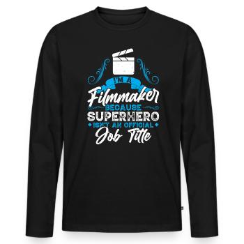 Je suis cinéaste - Réalisation de films - T-shirt manches longues Premium bio Homme - noir - Devant - Nico (187cm)
