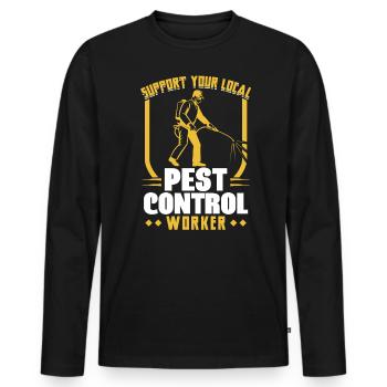 Unterstützen Sie Ihren Lokalen Schädlingsbekämpfer - Männer Premium Bio Langarmshirt - Schwarz - Vorne - Nico (187cm)