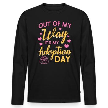 À l’écart, c’est mon jour d’adoption - T-shirt manches longues Premium bio Homme - noir - Devant - Nico (187cm)
