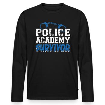 Police Academy Survivor - Police Student - Men's Premium Organic Long Sleeve Shirt - black - Front - Nico (187cm)