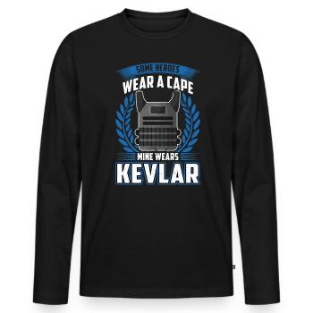 Mein Held Trägt Kevlar - Freundin Eines Polizisten - Männer Premium Bio Langarmshirt - Schwarz - Vorne - Nico (187cm)