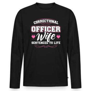 Épouse d’un agent correctionnel - T-shirt manches longues Premium bio Homme - noir - Devant - Nico (187cm)