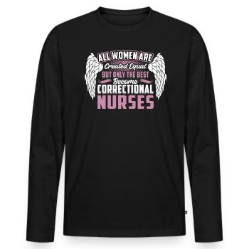 Seules les meilleures deviennent infirmières - T-shirt manches longues Premium bio Homme - noir - Devant - Nico (187cm)