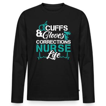 Stulpen Und Handschuhe - Justizvollzugsschwester - Männer Premium Bio Langarmshirt - Schwarz - Vorne - Nico (187cm)