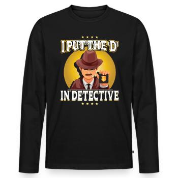 Ich Habe Das D In Detective Gesetzt - Männer Premium Bio Langarmshirt - Schwarz - Vorne - Nico (187cm)