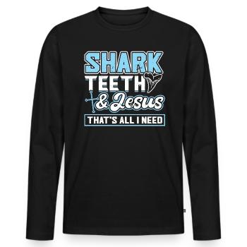 Shark Teeth and Jesus - Fossil Hunters - Men's Premium Organic Long Sleeve Shirt - black - Front - Nico (187cm)