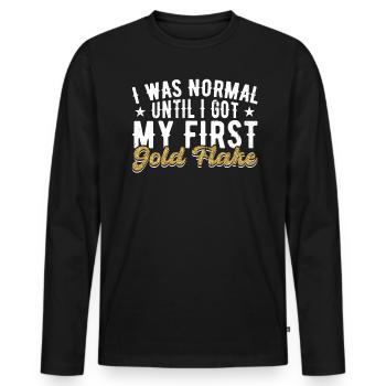 I was normal until I got my first gold - Men's Premium Organic Long Sleeve Shirt - black - Front - Nico (187cm)